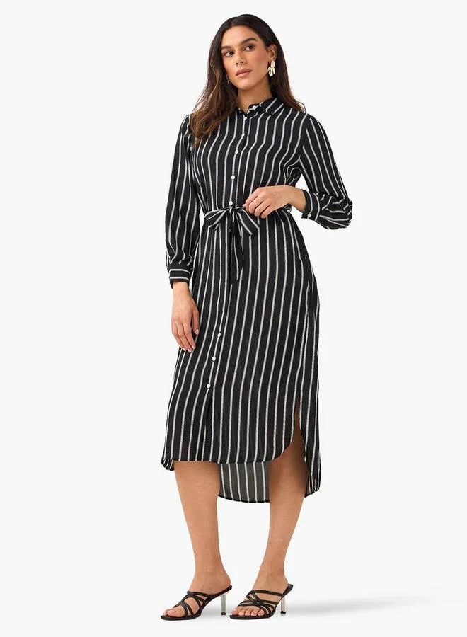 سبلاش فيڤ Striped Women Shirt Dress with Tie-Up Belt
